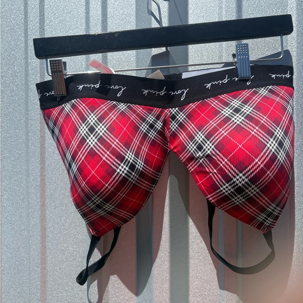 PINK  Red Plaid Bra